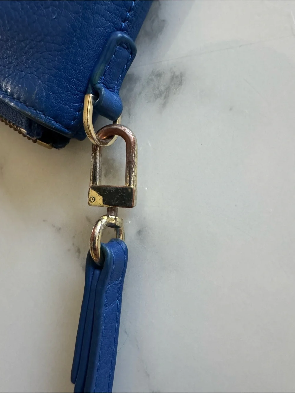 Tory Burch Blue Leather Zip Clutch/Pouch with Logo